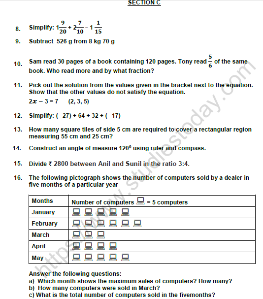 cbse-class-6-mathematics-question-paper-set-4-solved